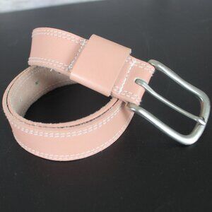LIMITED EXPRESS PINK WOMAN GENUINE LEATHER BELT SIZE MEDIUM SILVER METAL BUCKLE